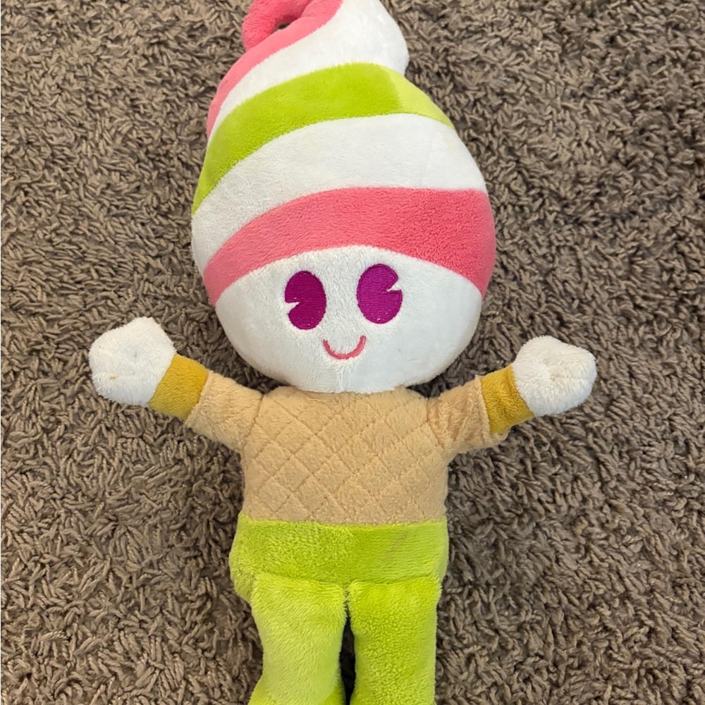 Licensed 15” Menchies Ice Cream Cone Mascot Green and Pink Plush